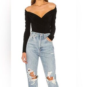 Norma Kamali Long Sleeve Sweetheart Blouse in Black